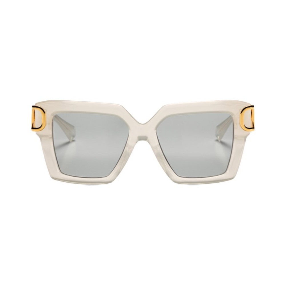 NIB Valentino VLogo Oversized Square Sunglasses Ivory Gold V-UNO Full Set - Picture 2 of 9